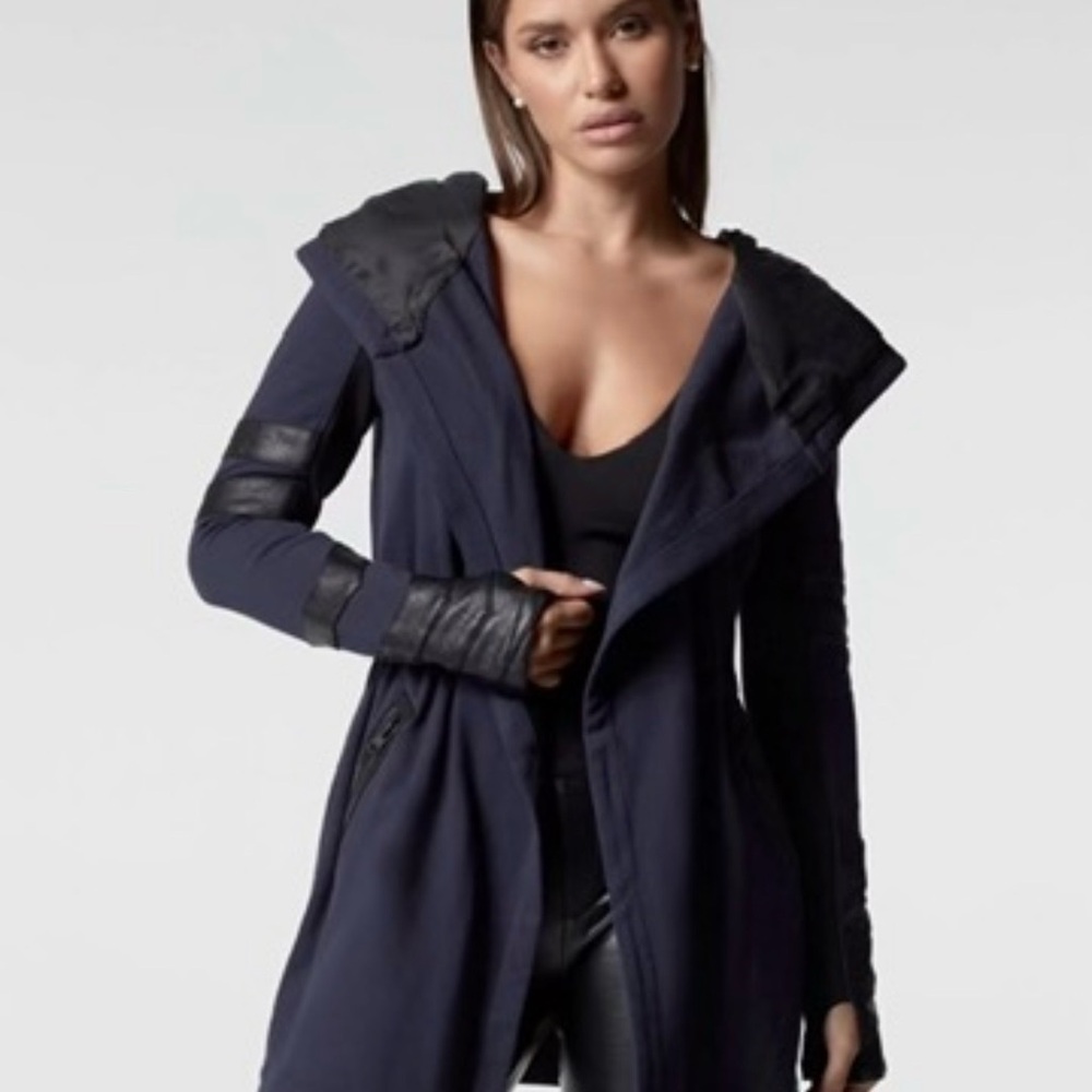 Women’s Navy Hooded Trench Coat